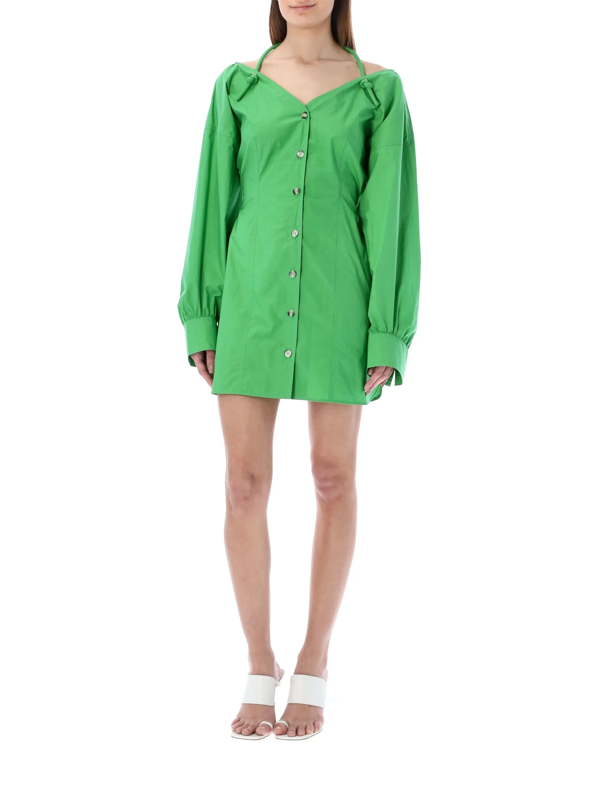 Nanushka V-Neck Buttoned Mini Dress