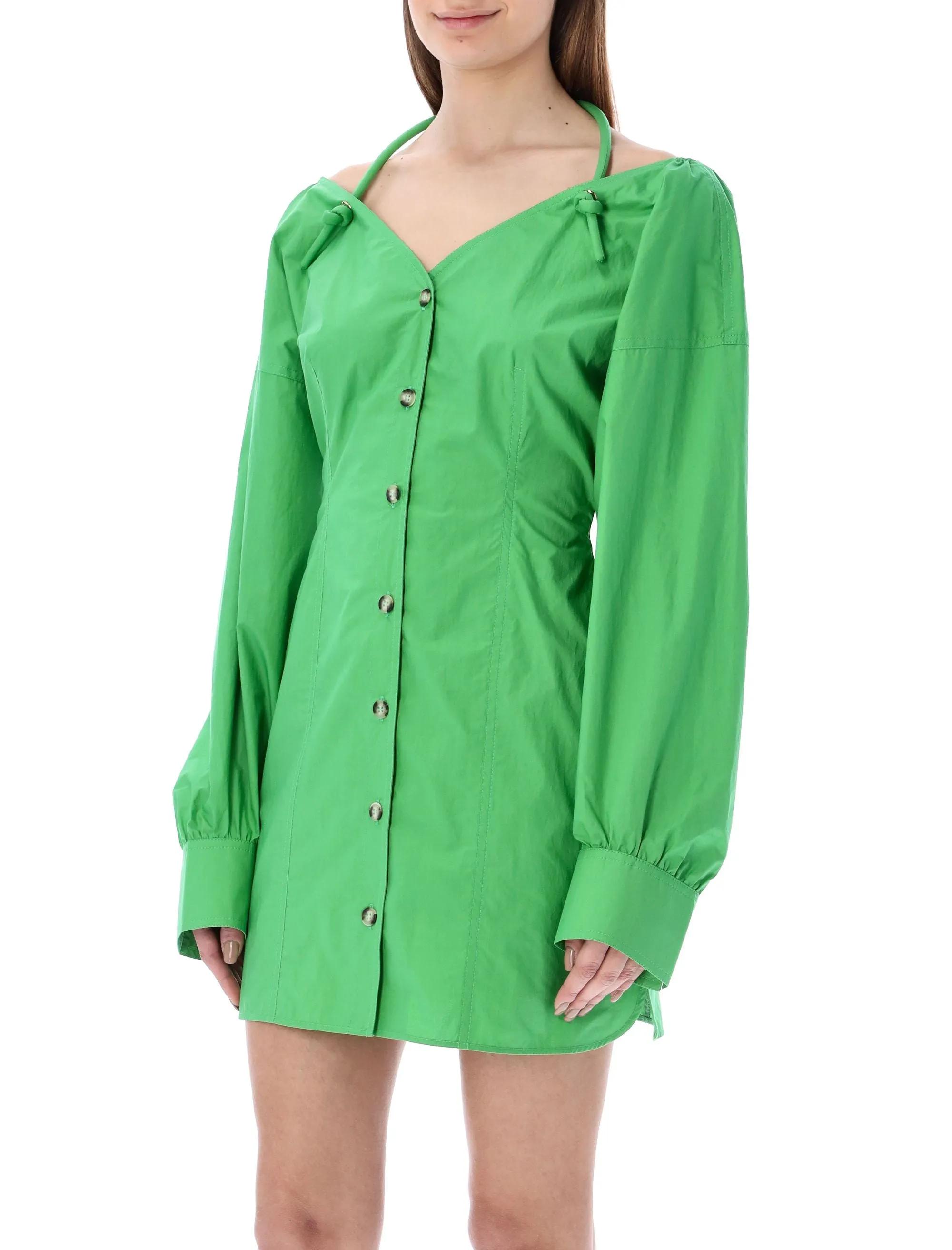 Nanushka V-Neck Buttoned Mini Dress