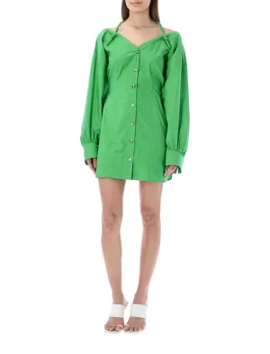 Nanushka V-Neck Buttoned Mini Dress