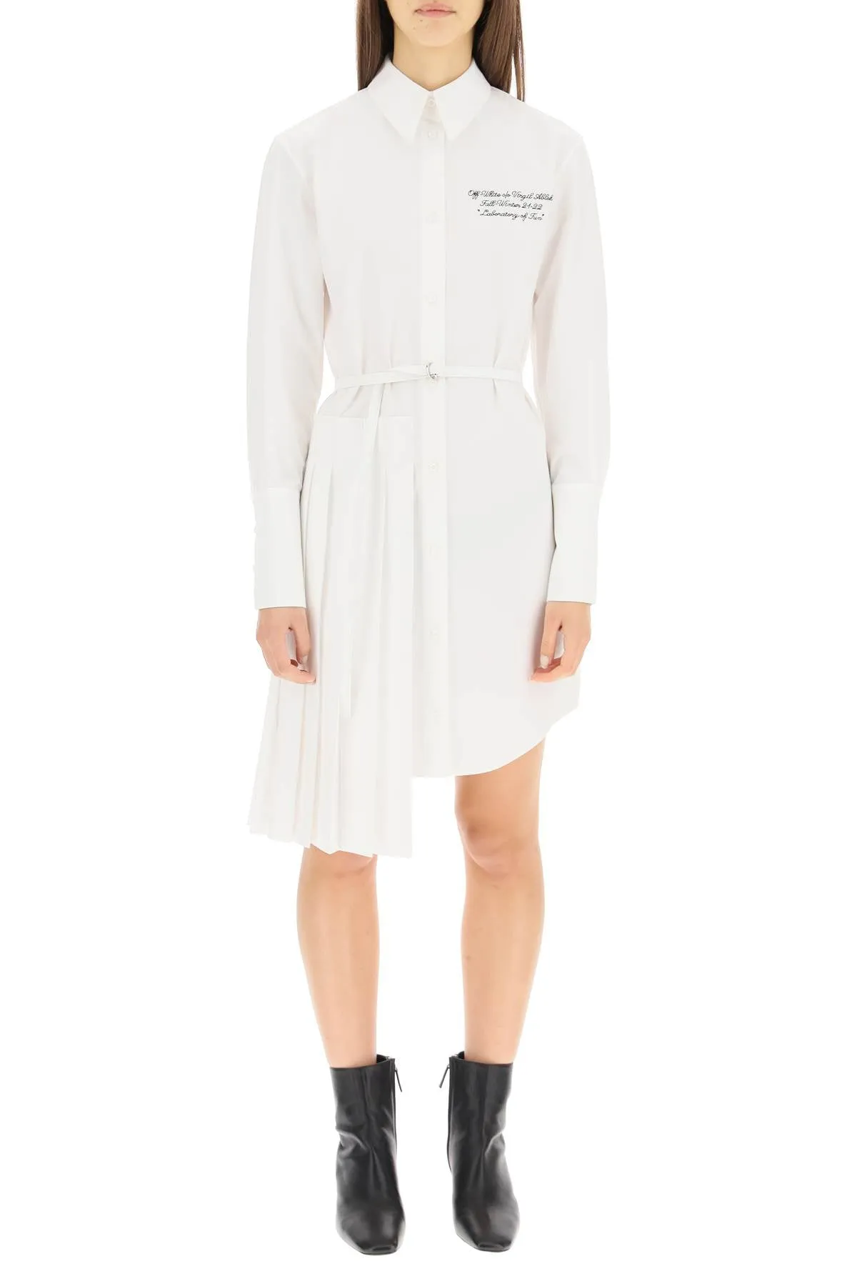 Off-White Asymmetric Belted Dress