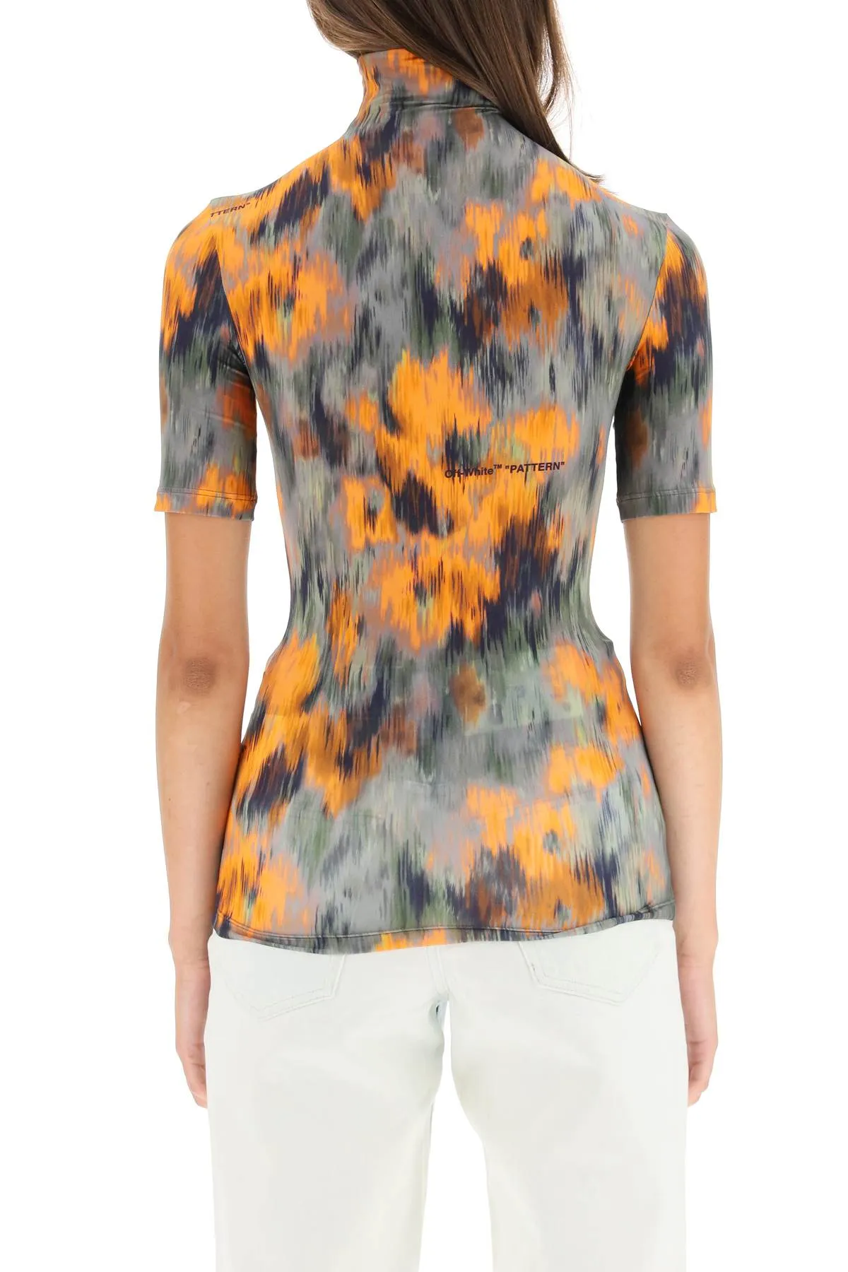 Off-White Floral Printed High-Neck Top