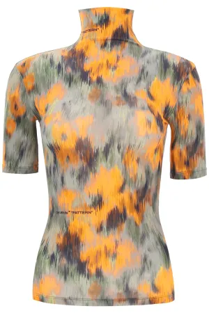 Off-White Floral Printed High-Neck Top