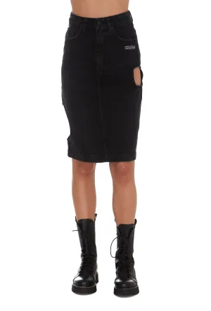 Off-White Holes Detail Denim Midi Skirt