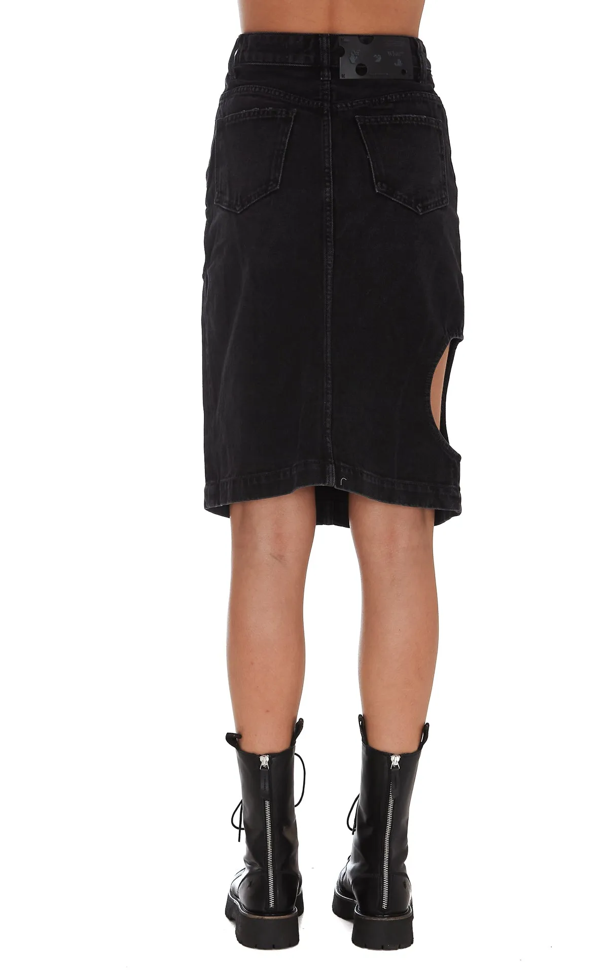 Off-White Holes Detail Denim Midi Skirt