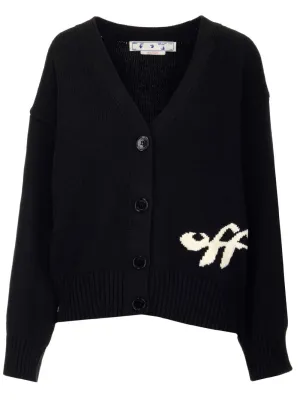 Off-White Logo Intarsia-Knit Cardigan