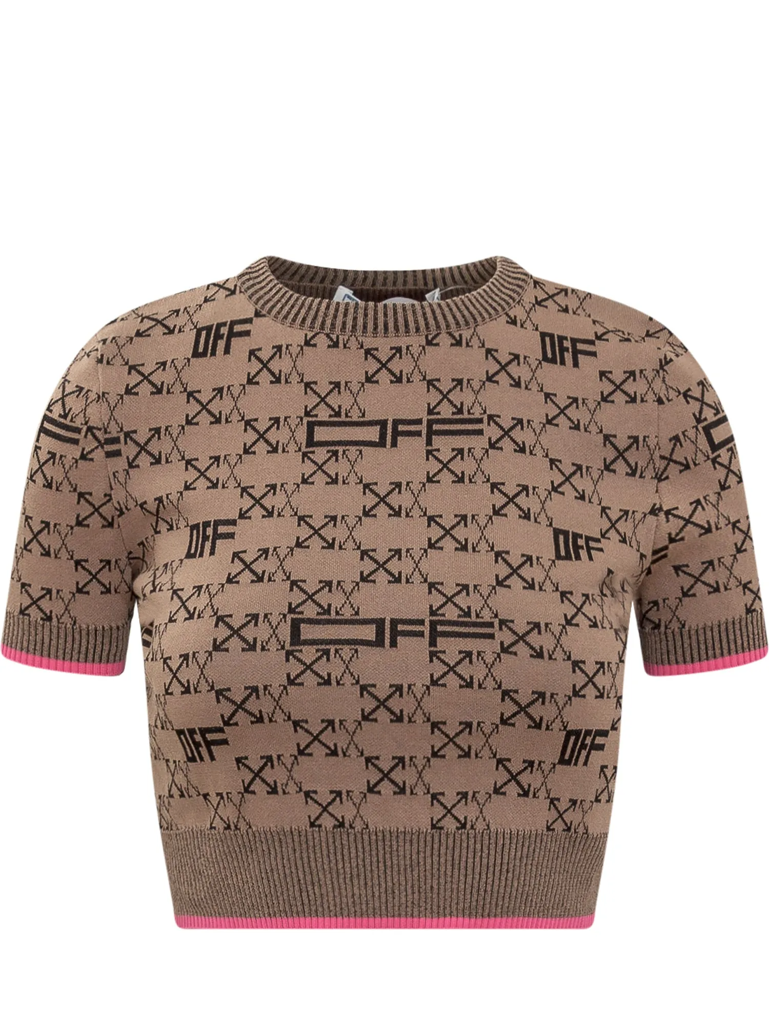 Off-White Logo Motif Cropped Knit Top