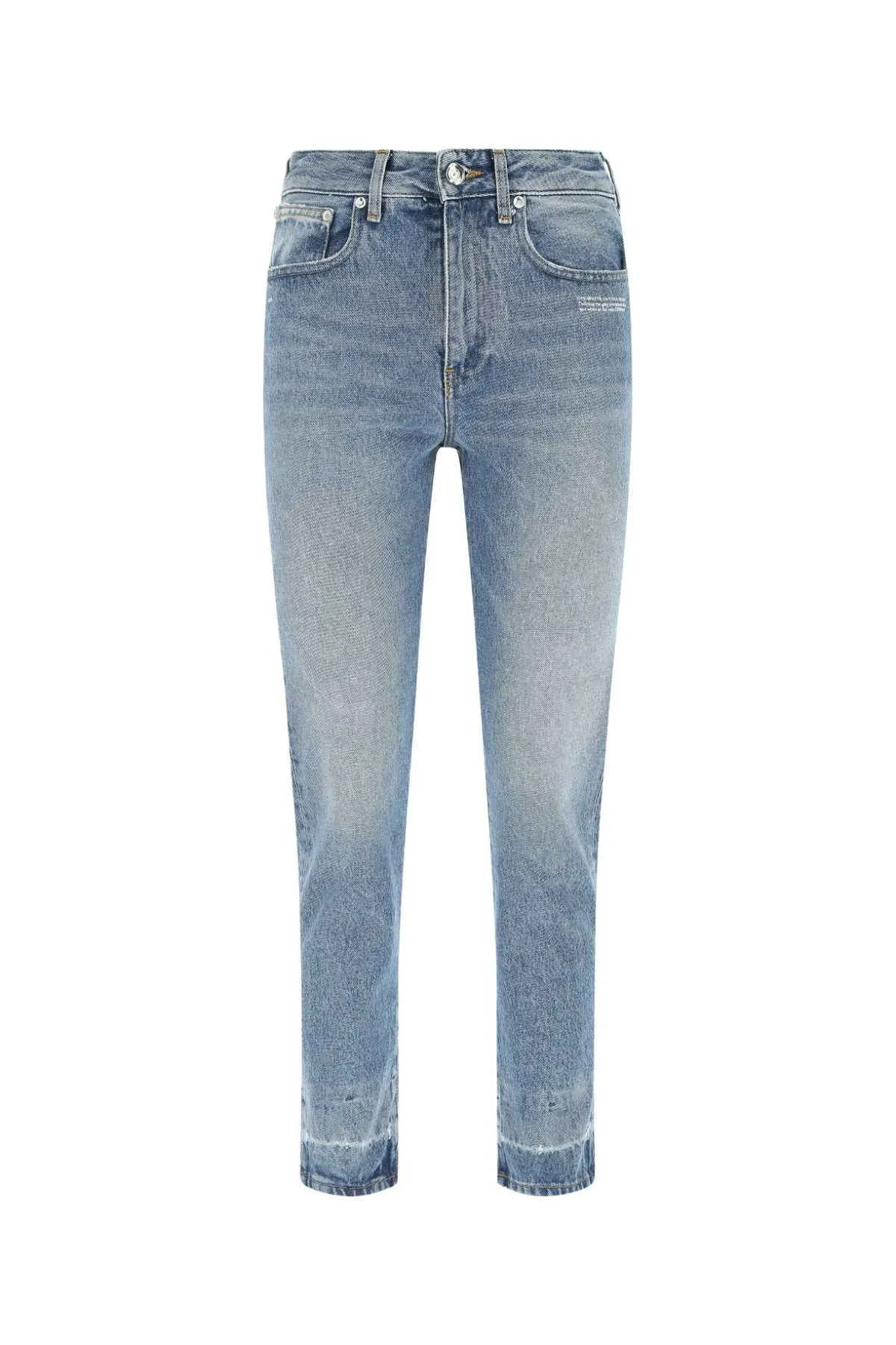 Off-White Logo Patch Straight Leg Cropped Jeans