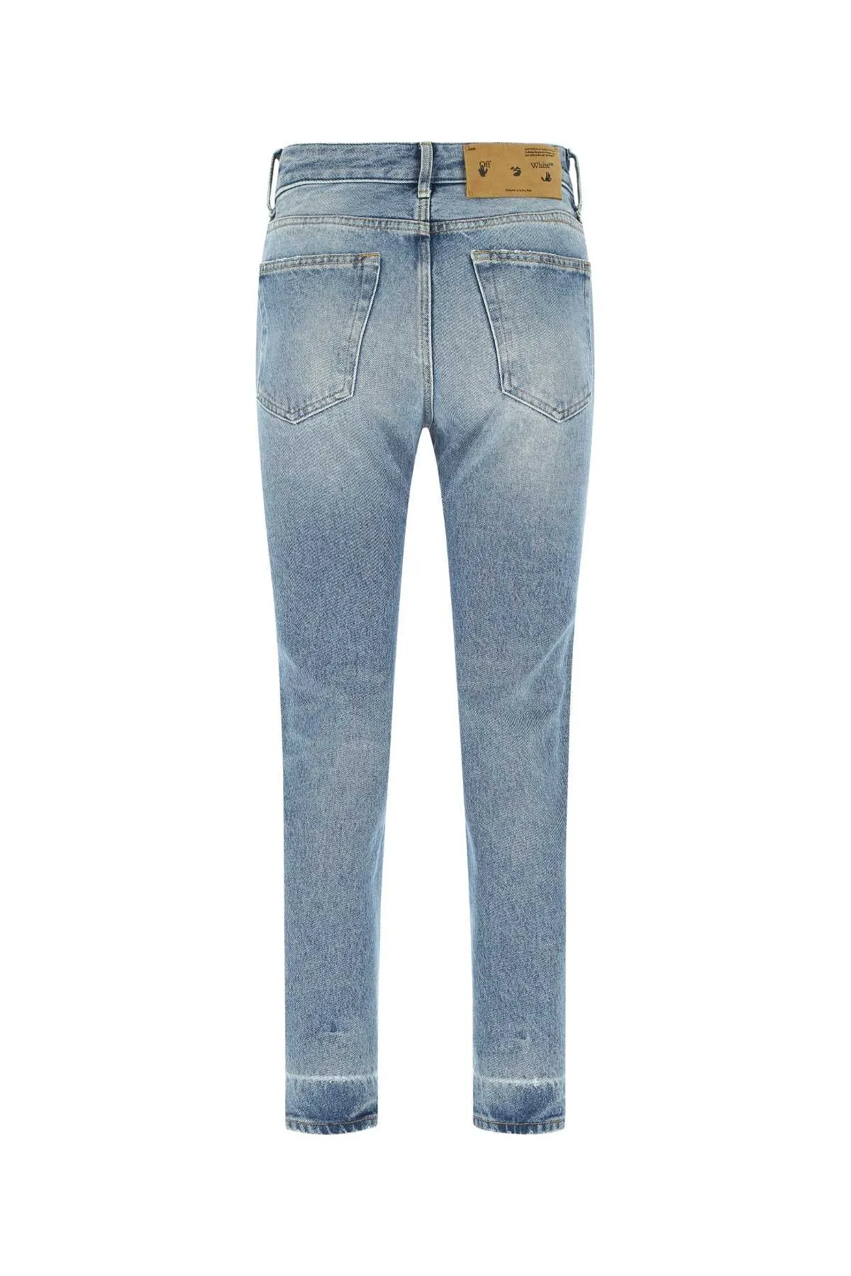 Off-White Logo Patch Straight Leg Cropped Jeans