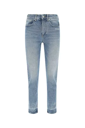 Off-White Logo Patch Straight Leg Cropped Jeans