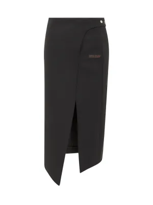 Off-White Logo Print Side-Slit Skirt