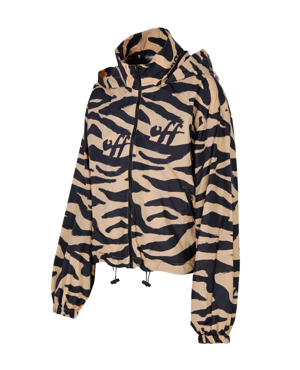 Off-White Logo Printed Zip-Up Long-Sleeved Jacket