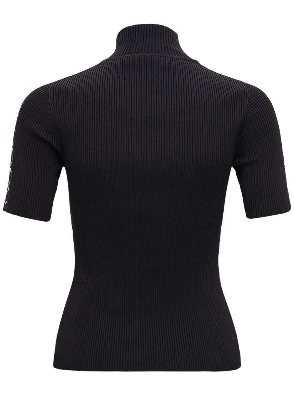 Off-White Mock-Neck Ribbed Knitted Top