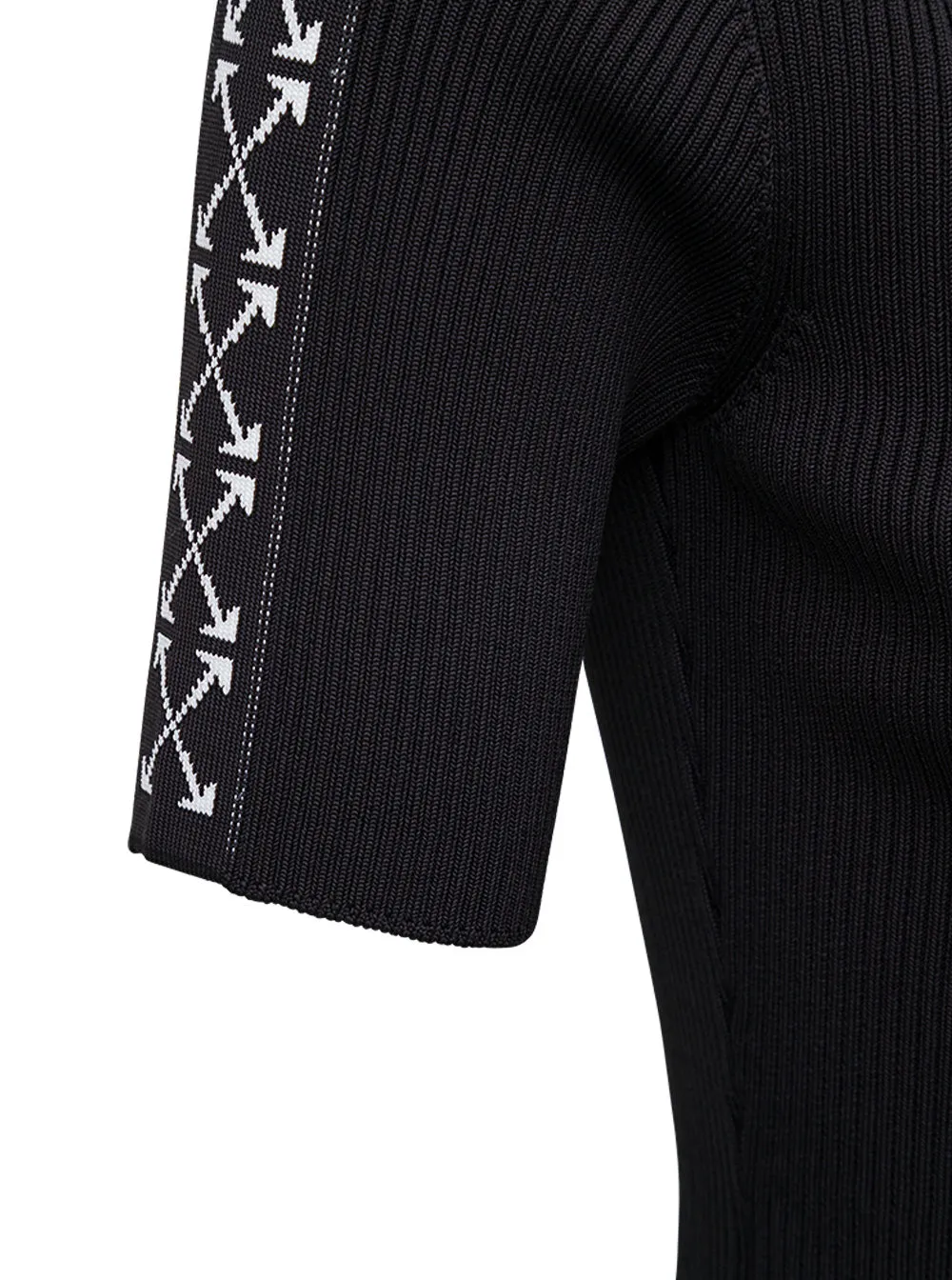 Off-White Mock-Neck Ribbed Knitted Top