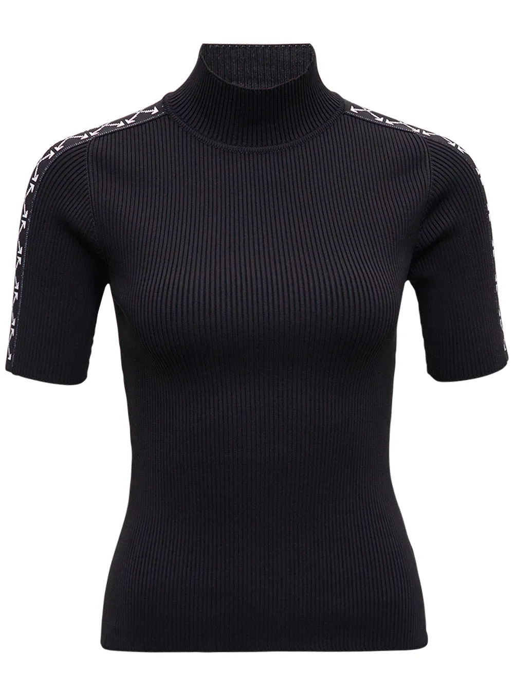 Off-White Mock-Neck Ribbed Knitted Top