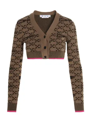 Off-White Monogram Cropped Knit Cardigan
