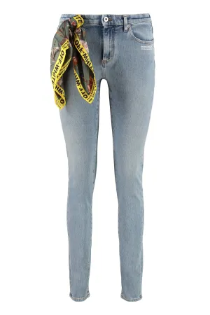 Off-White Printed Foulard Detail Slim-Fit Jeans