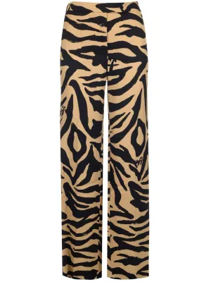 Off-White Zebra Printed Straight Leg Trousers