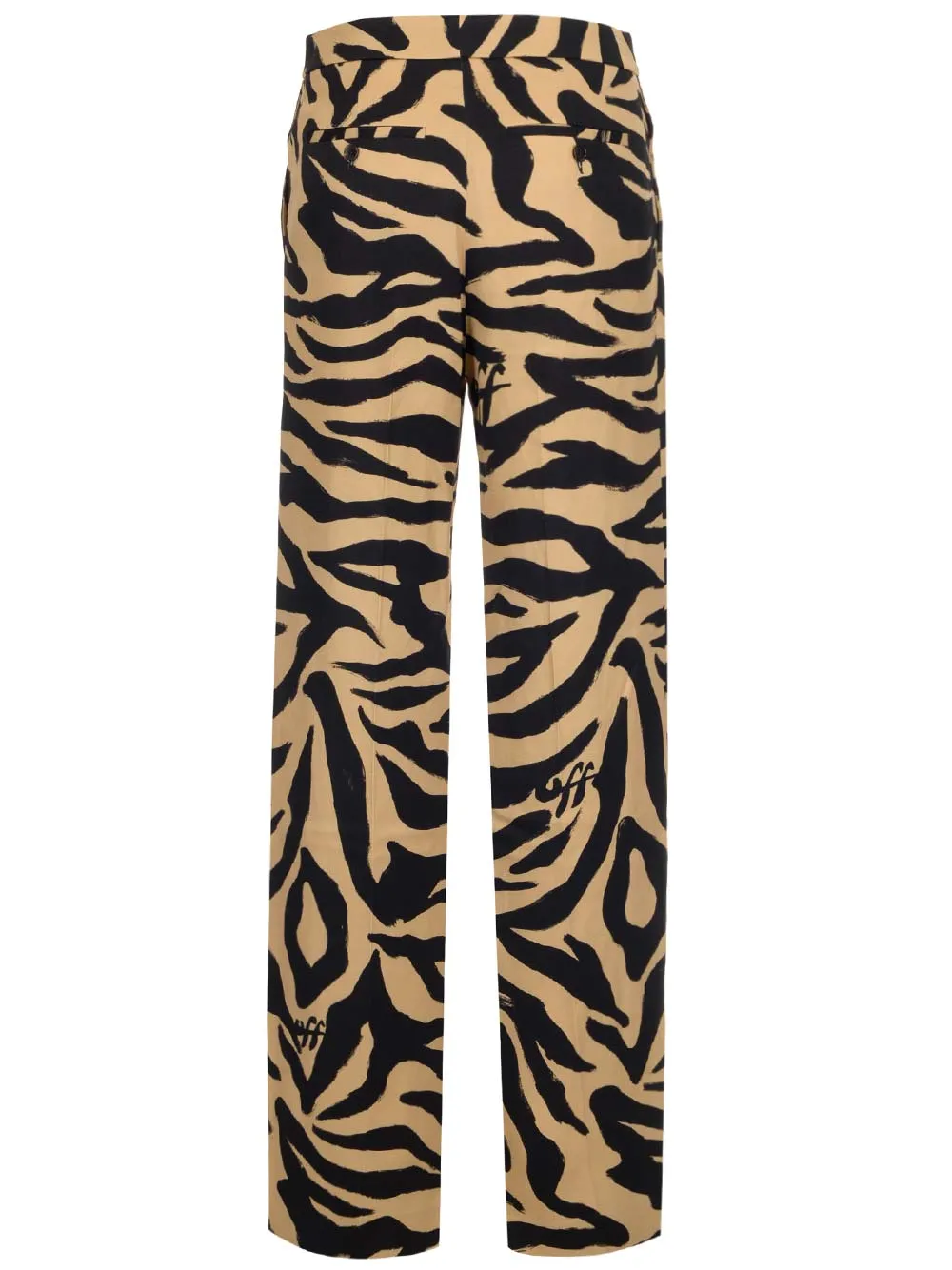 Off-White Zebra Printed Straight Leg Trousers