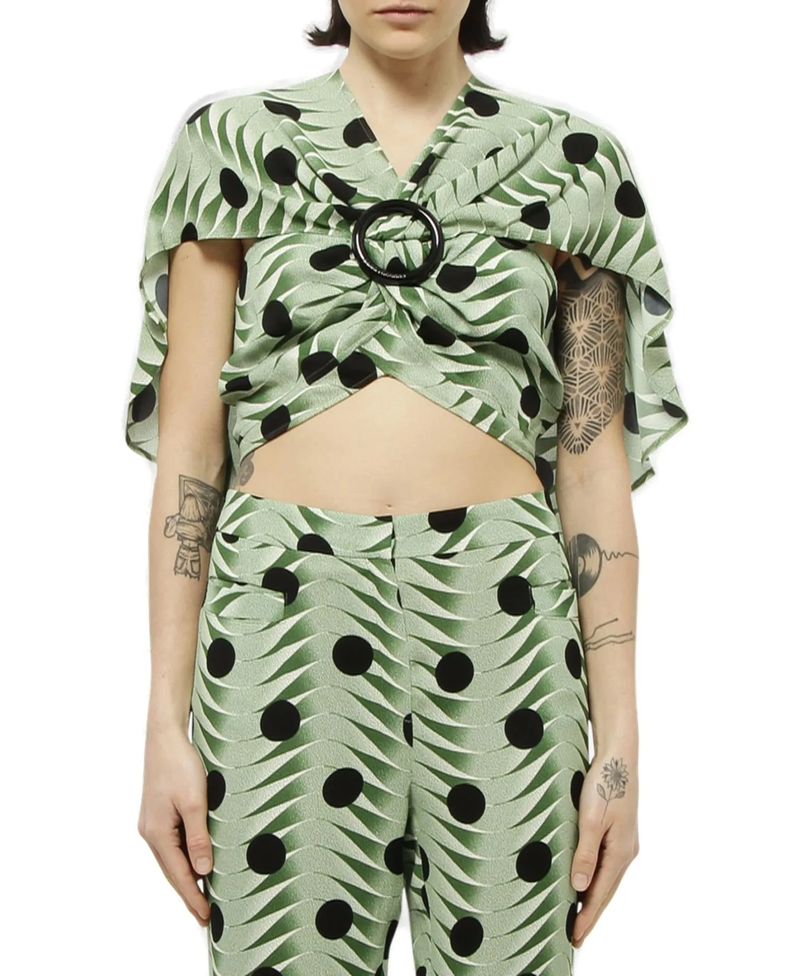 Paco Rabanne Buckle-Detail Short Sleeved Cape Top