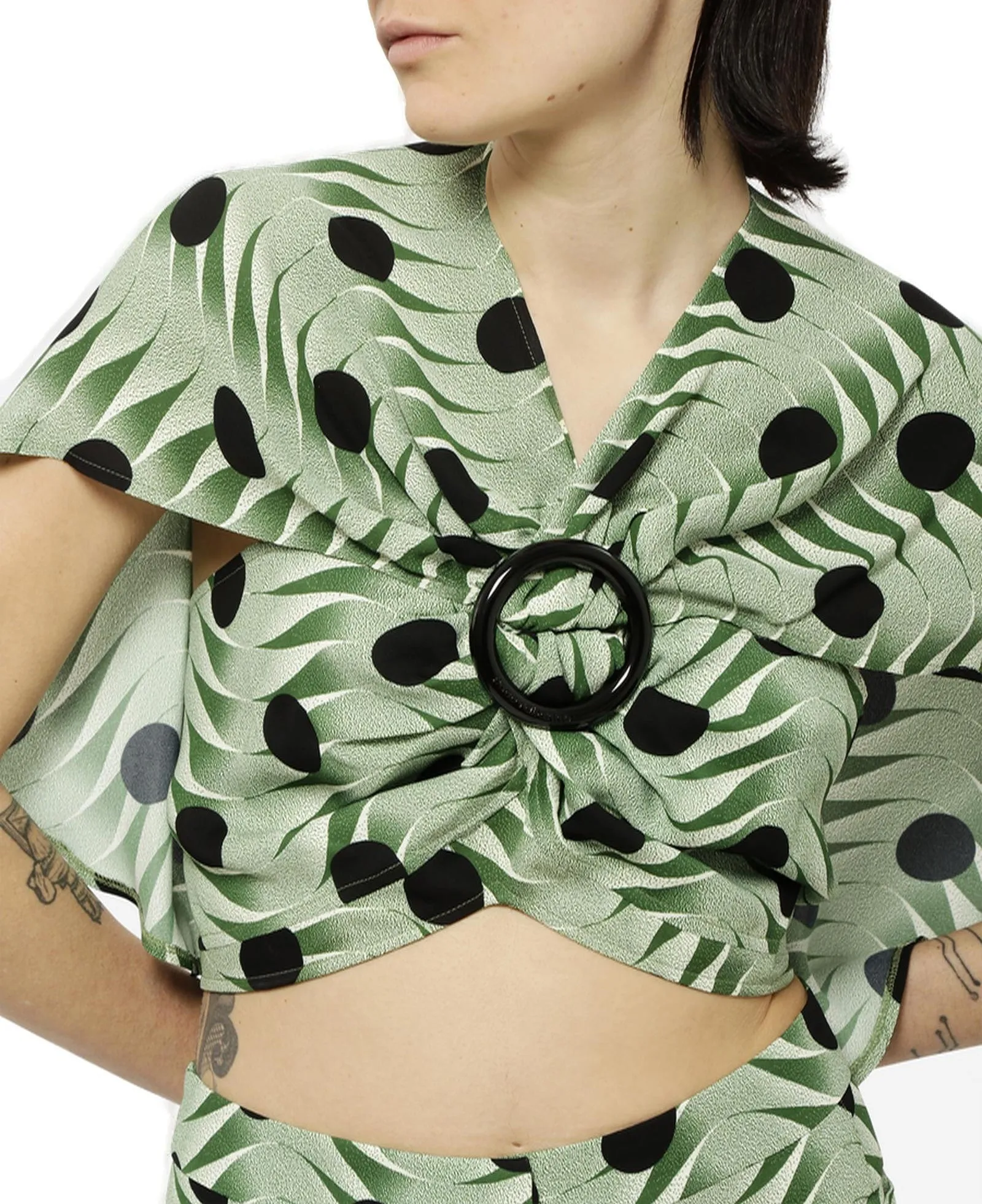 Paco Rabanne Buckle-Detail Short Sleeved Cape Top