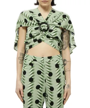 Paco Rabanne Buckle-Detail Short Sleeved Cape Top