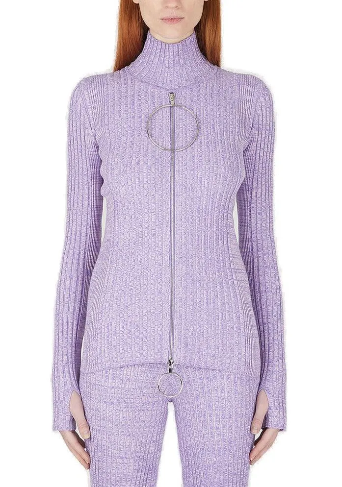 Paco Rabanne Circle Zipped Knit Top