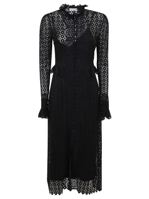 Paco Rabanne Peplum Waist Lace Midi Dress