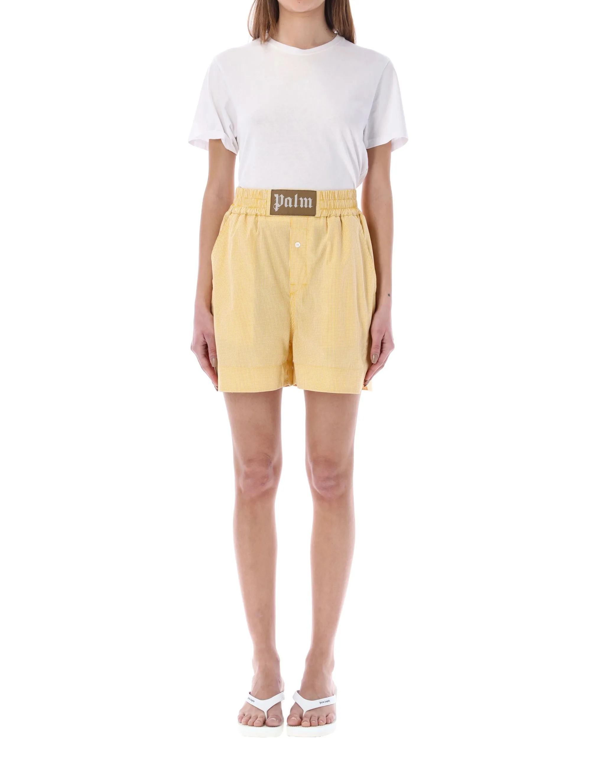 Palm Angels Logo Patch Button Detailed Shorts