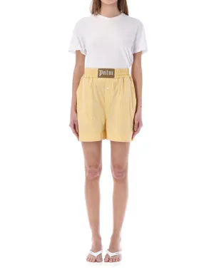 Palm Angels Logo Patch Button Detailed Shorts