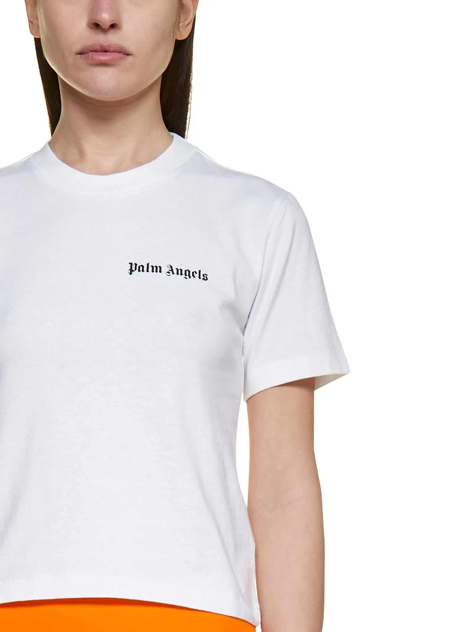 Palm Angels Logo Printed Crewneck Cropped T-Shirt