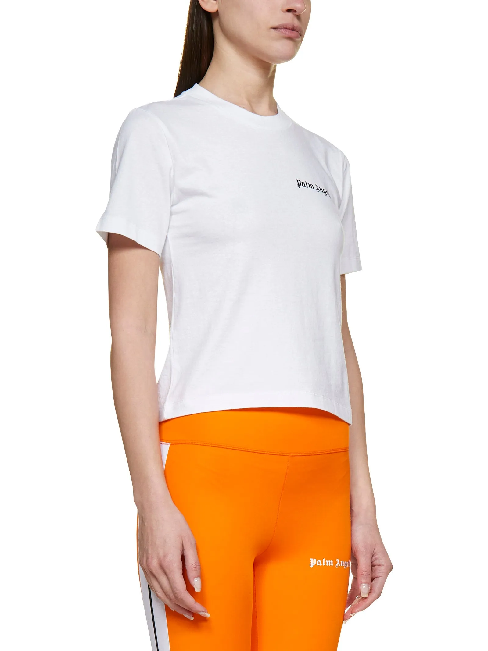 Palm Angels Logo Printed Crewneck Cropped T-Shirt
