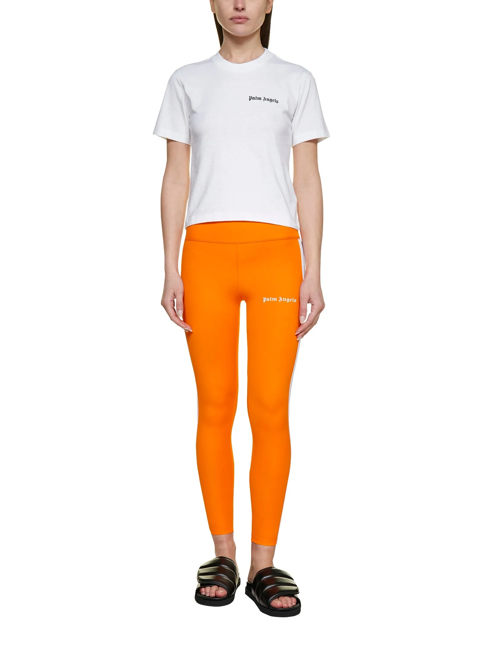Palm Angels Logo Printed Crewneck Cropped T-Shirt