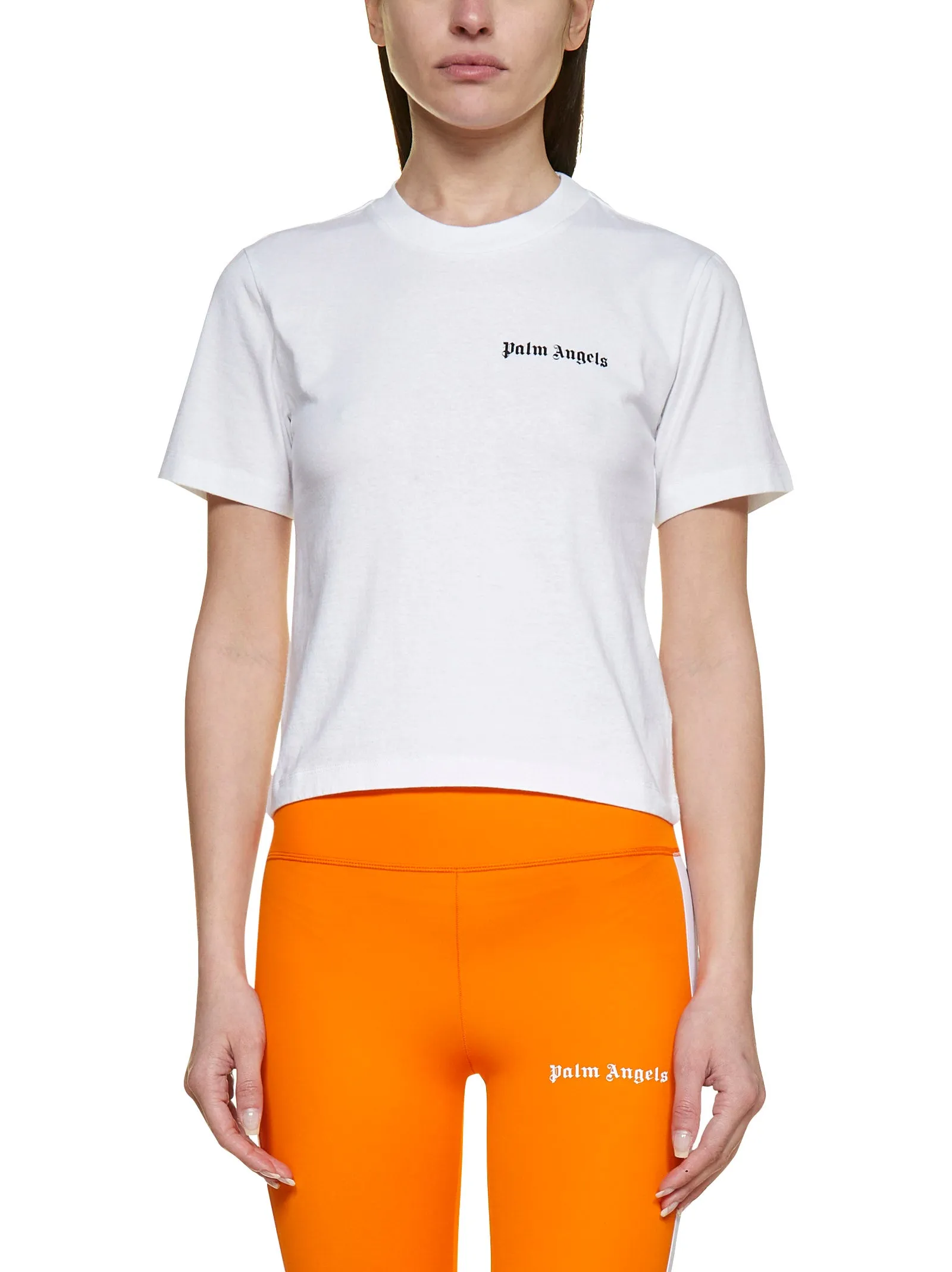 Palm Angels Logo Printed Crewneck Cropped T-Shirt