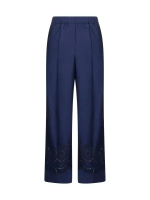 P.A.R.O.S.H. Elastic Waist Wide Leg Trousers