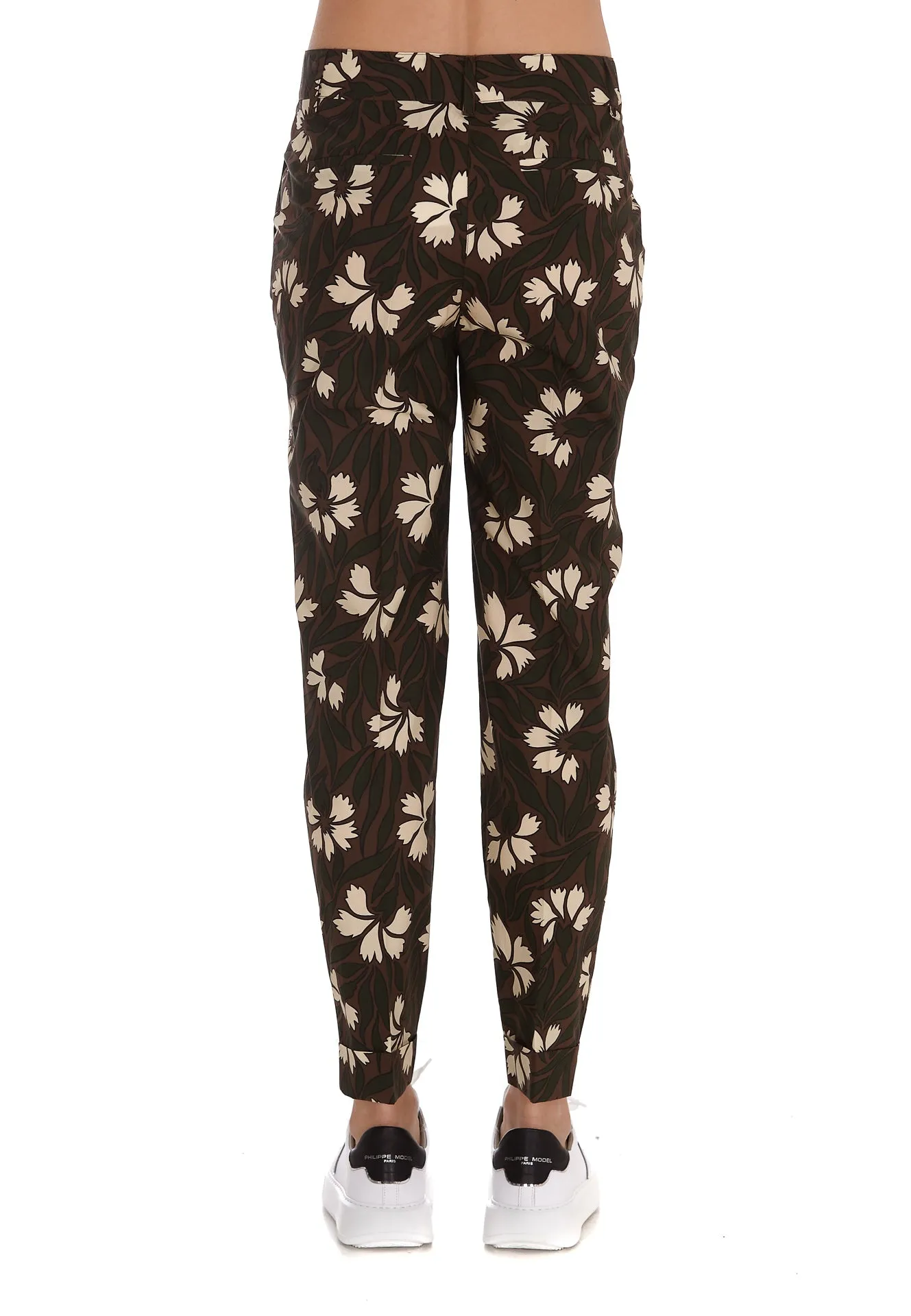 P.A.R.O.S.H. Floral Printed Straight Leg Trousers