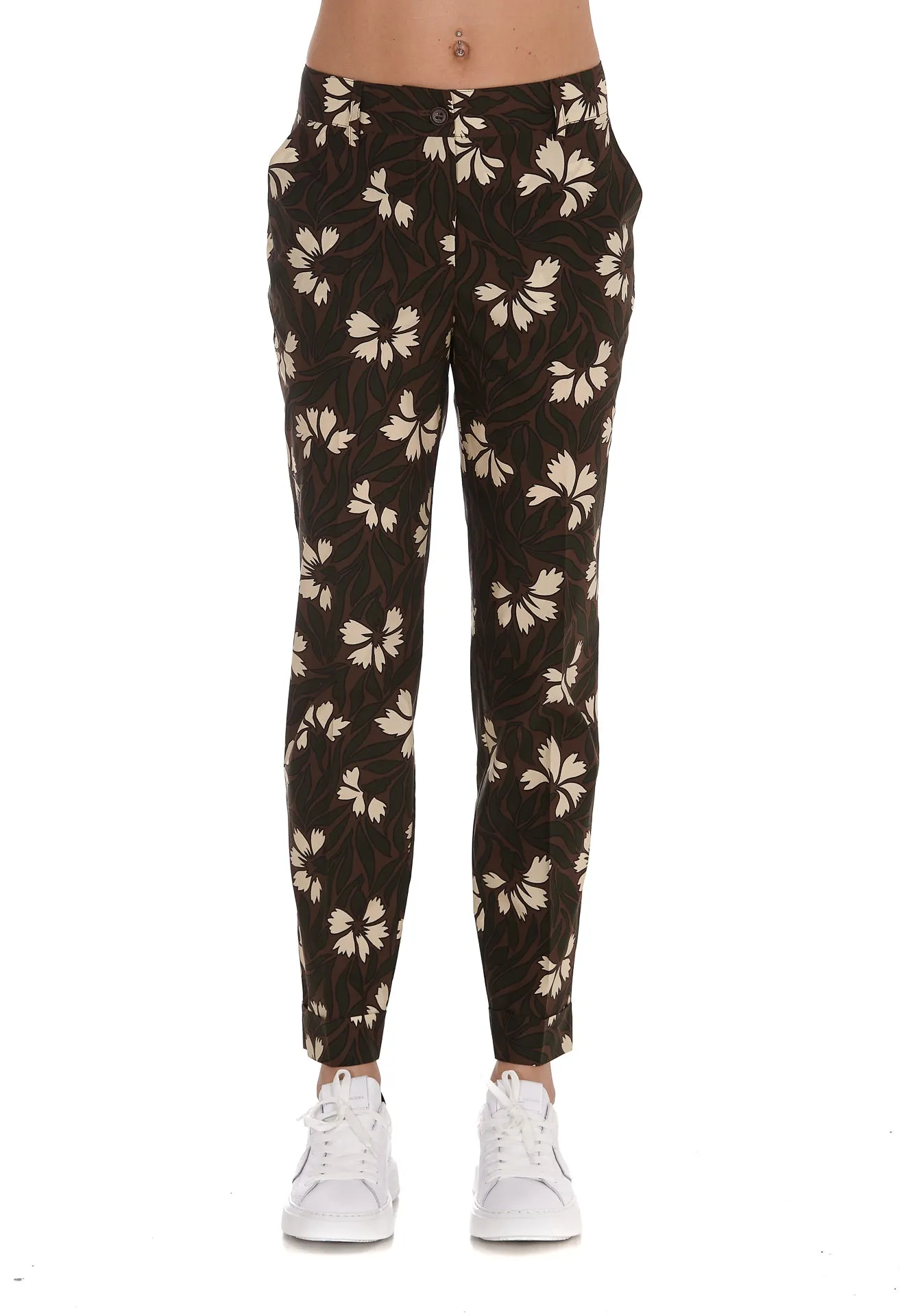 P.A.R.O.S.H. Floral Printed Straight Leg Trousers