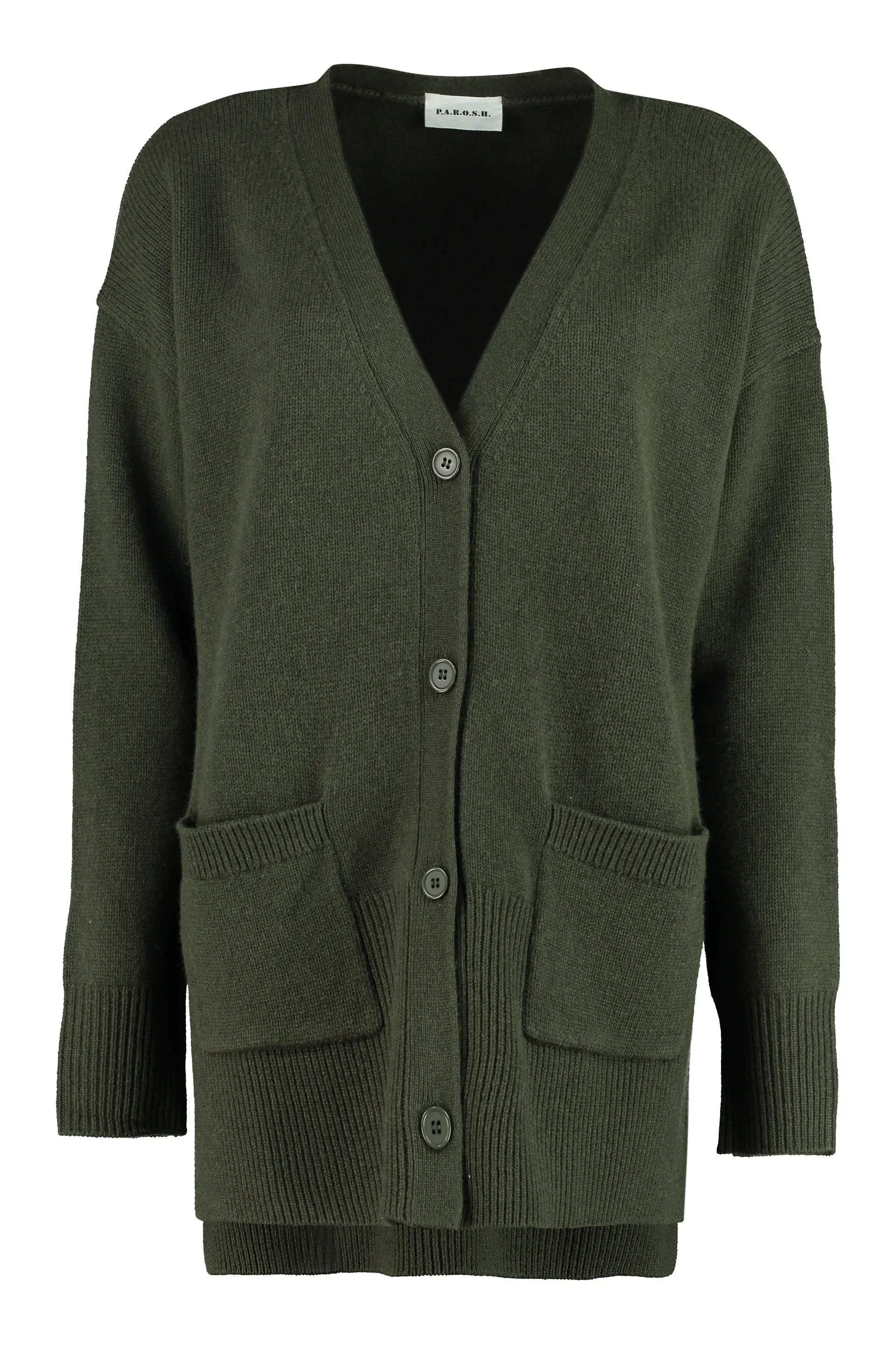 P.A.R.O.S.H. V-Neck Ribbed Knit Cardigan