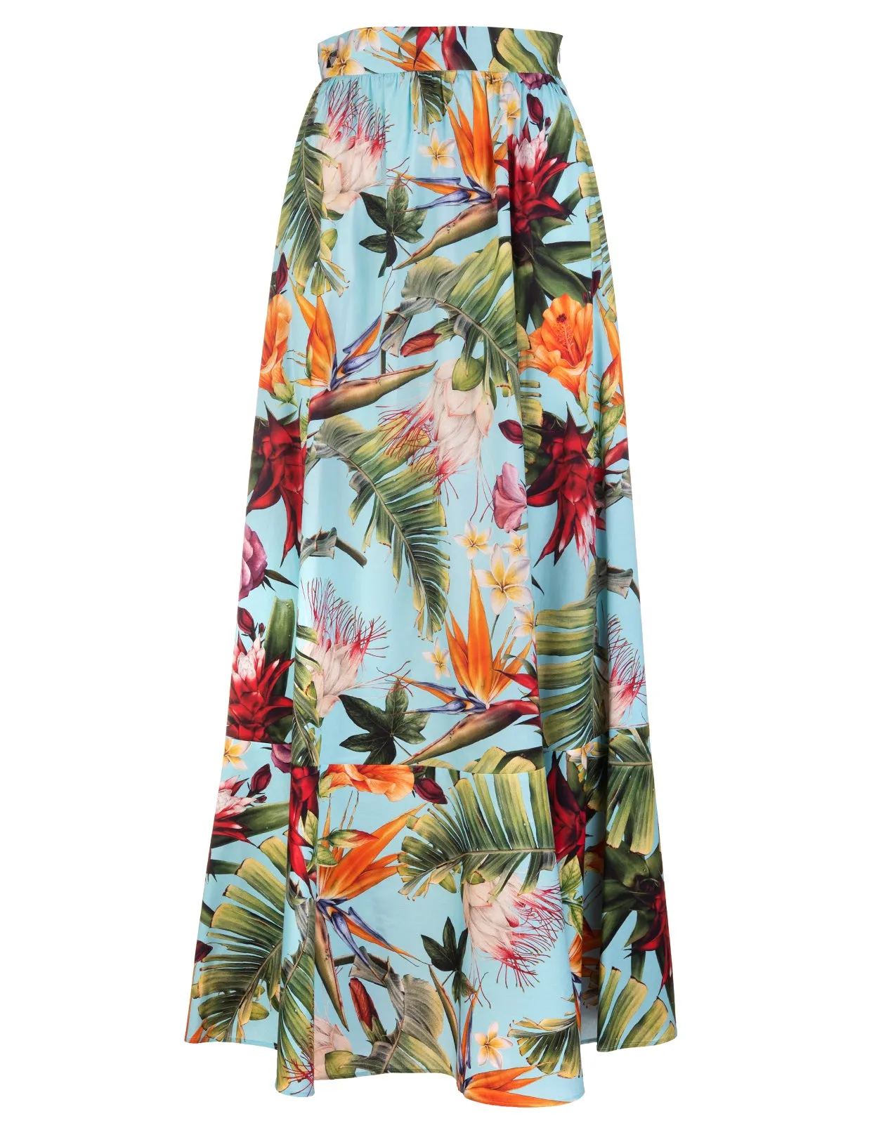 Philipp Plein Floral-Palm Print Long Skirt