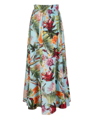 Philipp Plein Floral-Palm Print Long Skirt