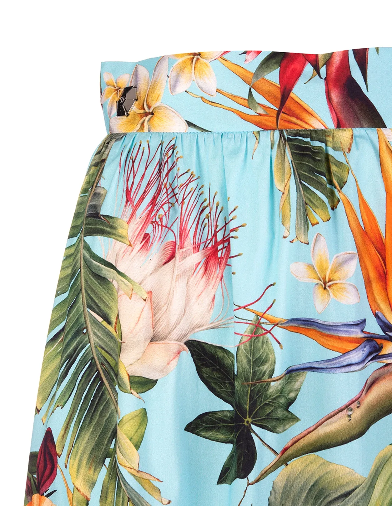 Philipp Plein Floral-Palm Print Long Skirt