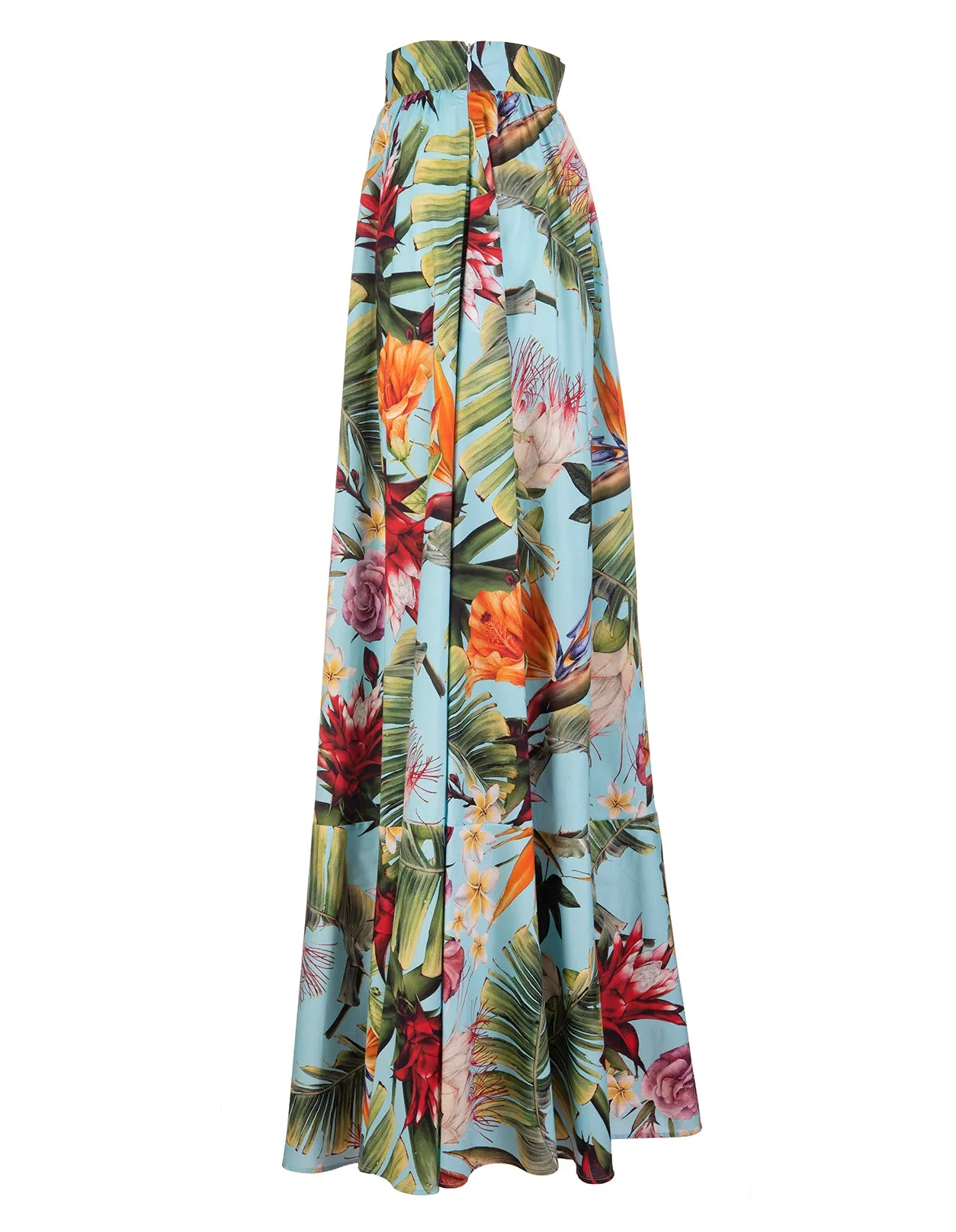 Philipp Plein Floral-Palm Print Long Skirt