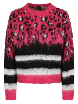 Pinko Animal Patterned Striped Knit Jumper
