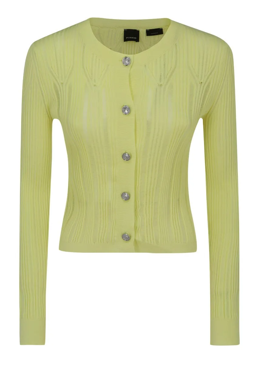 Pinko Cropped Rib-Knit Cardigan