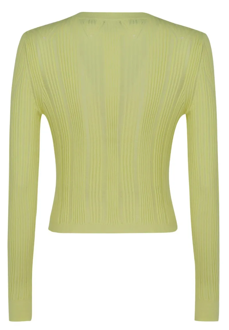 Pinko Cropped Rib-Knit Cardigan