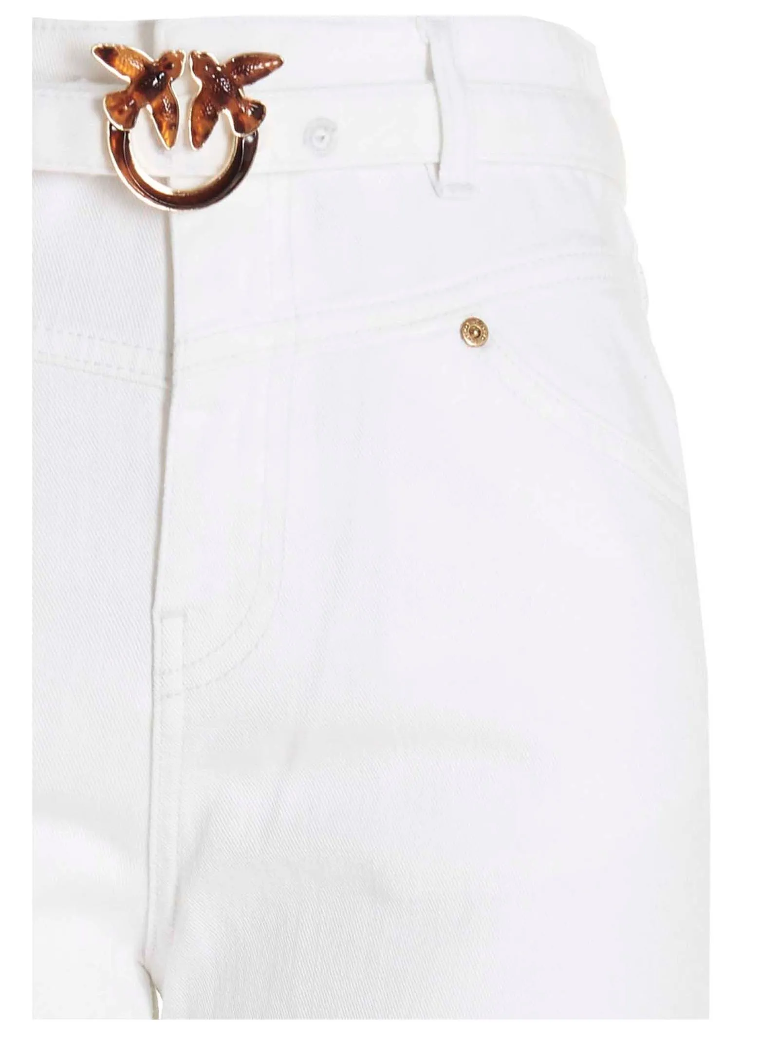 Pinko Logo Belted Waist Straight Leg Jeans