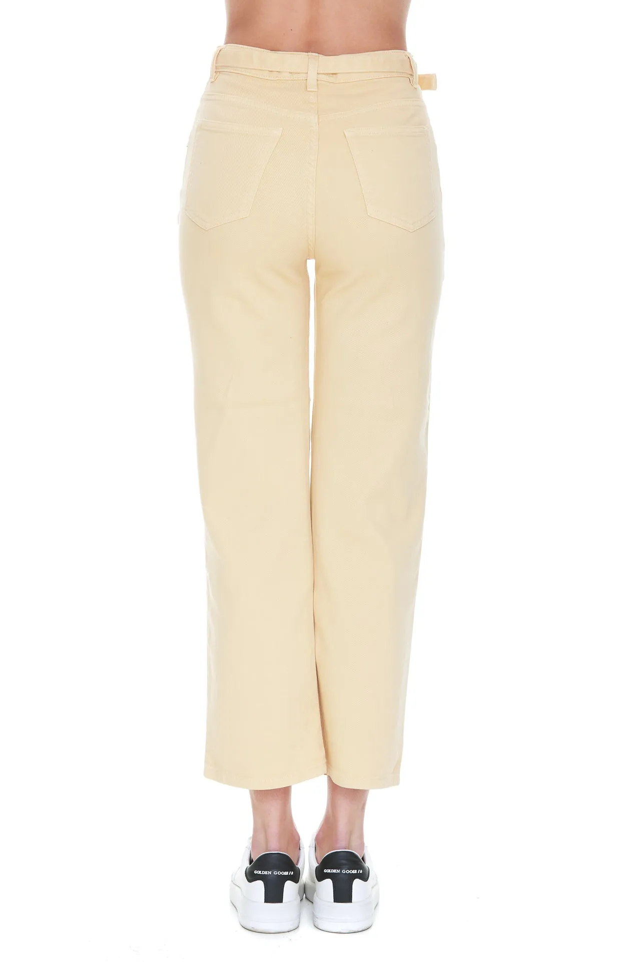 Pinko Logo Belted Waist Straight Leg Jeans