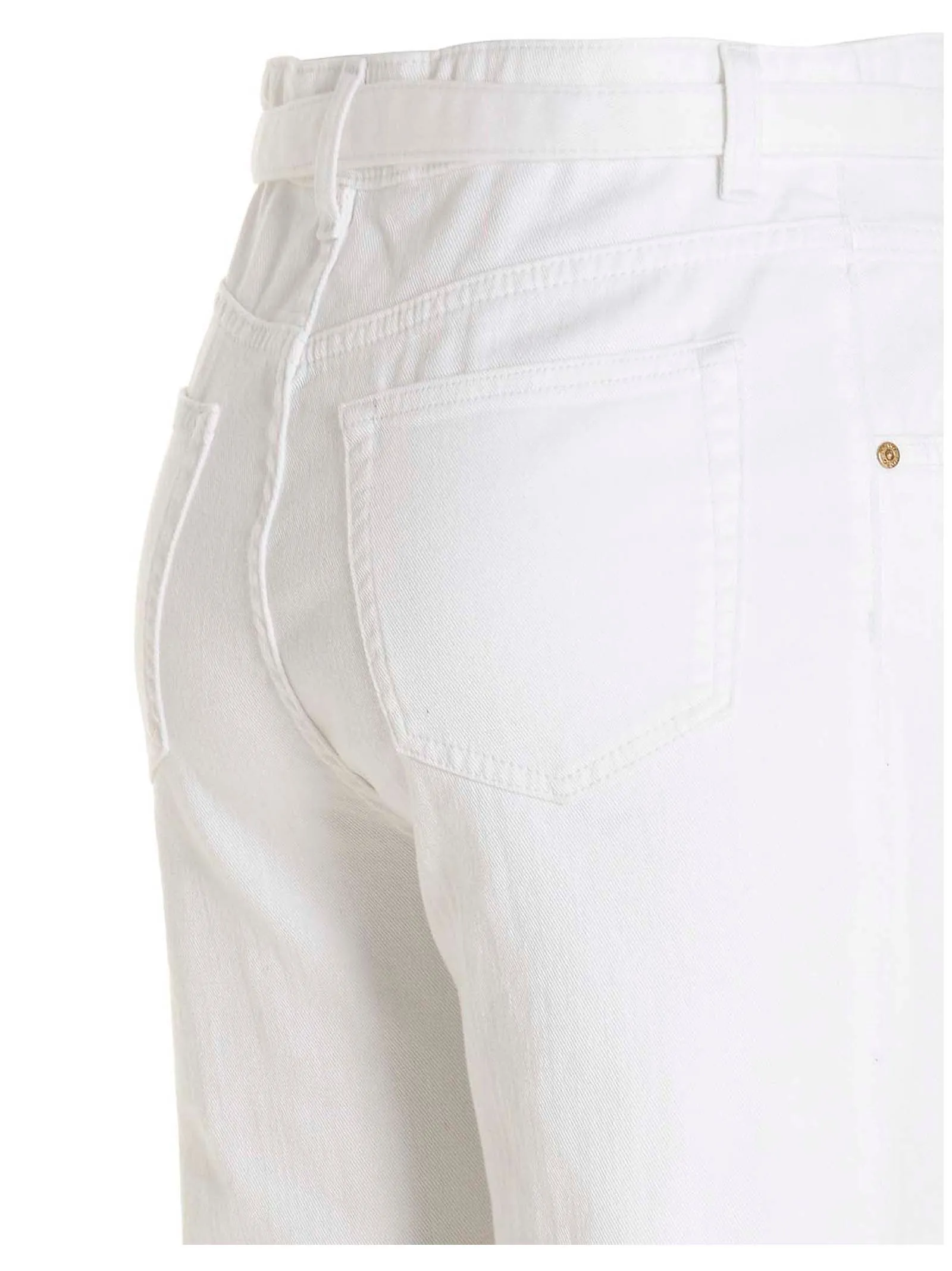Pinko Logo Belted Waist Straight Leg Jeans