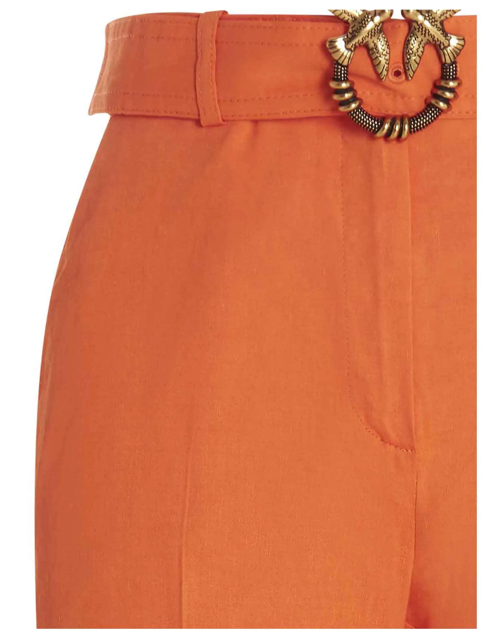 Pinko Logo Belted Waist Straight Leg Trousers