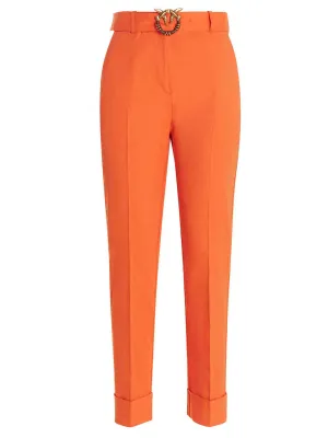 Pinko Logo Belted Waist Straight Leg Trousers