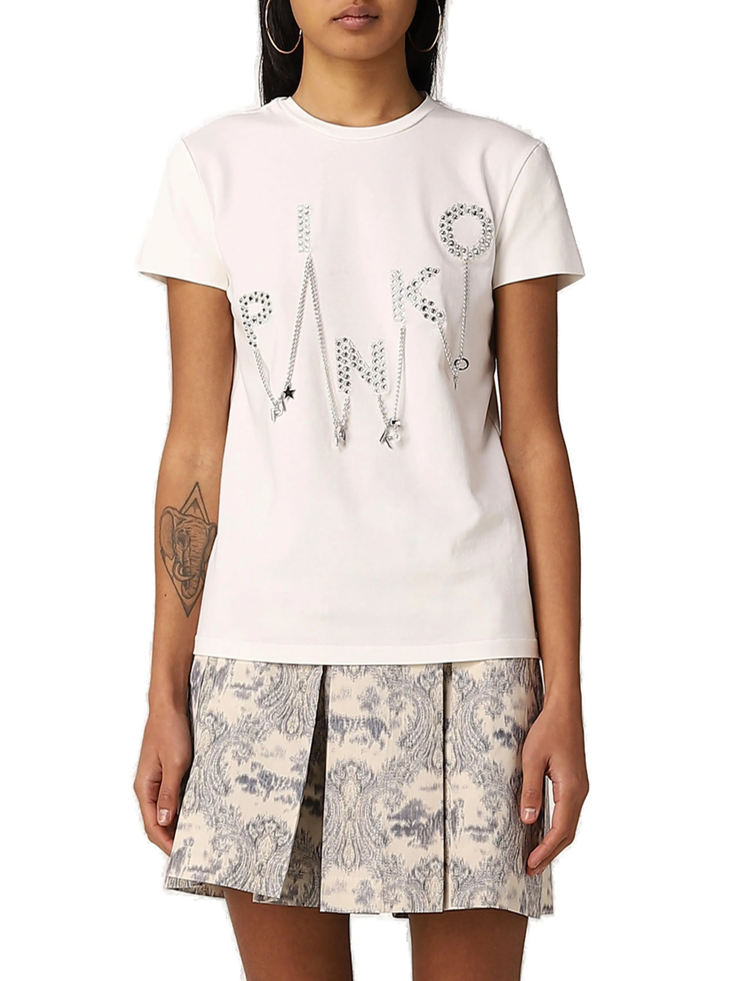Pinko Logo Embellished Crewneck T-Shirt